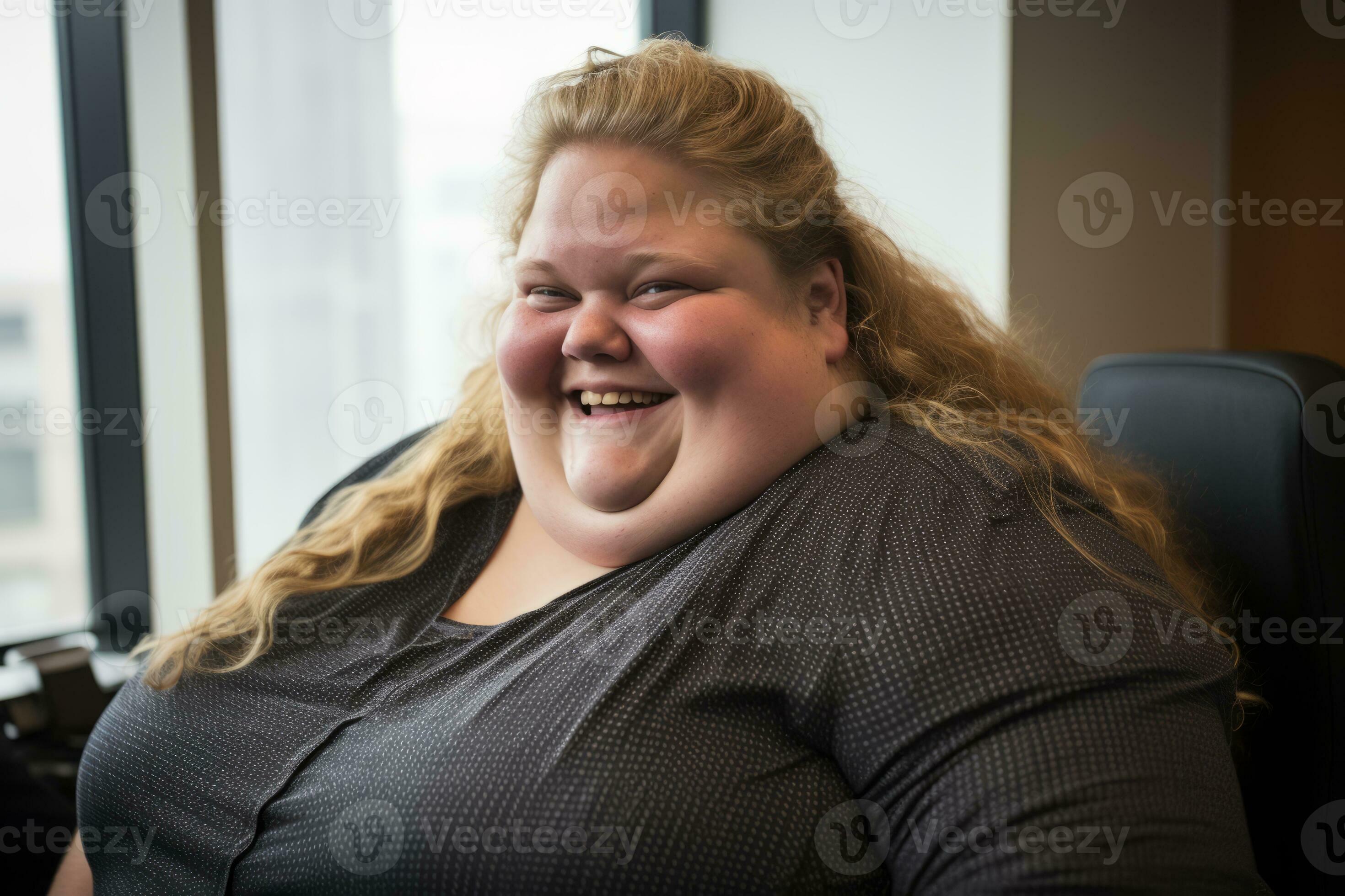 a woman with large breasts sitting in an office generative ai 32096553  Stock Photo at Vecteezy