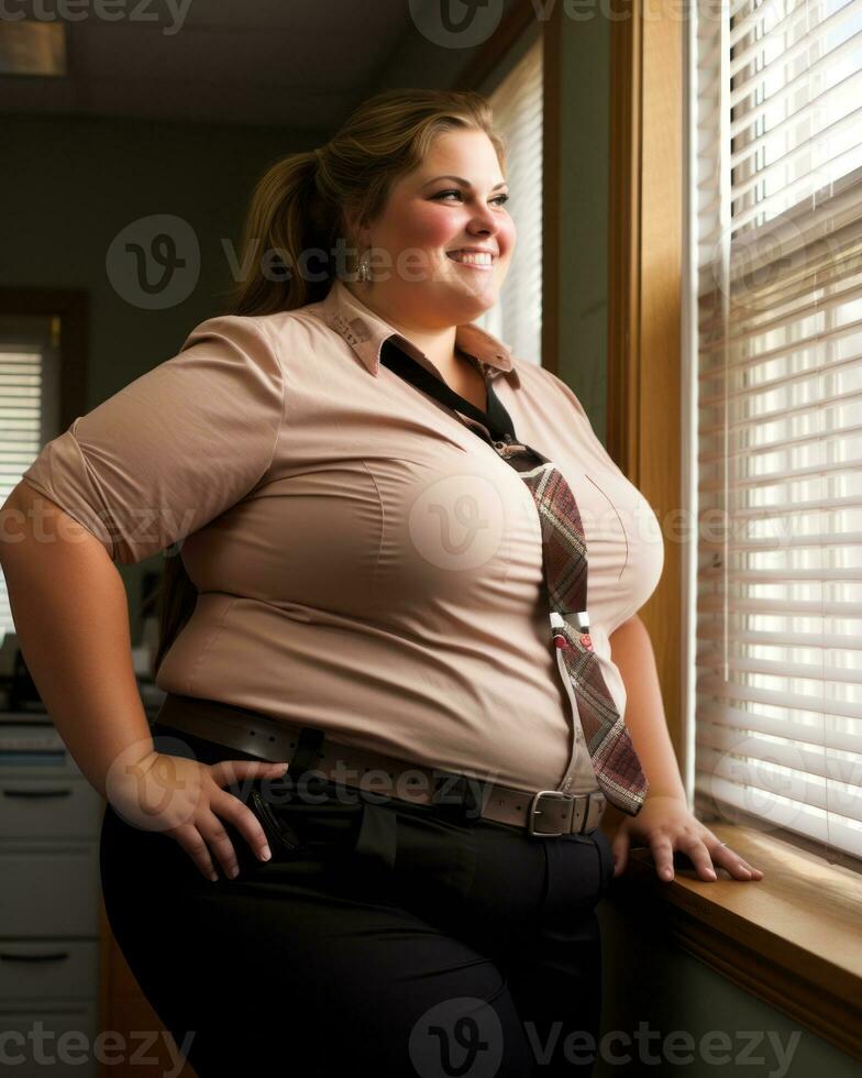 a woman standing in front of a window generative ai photo