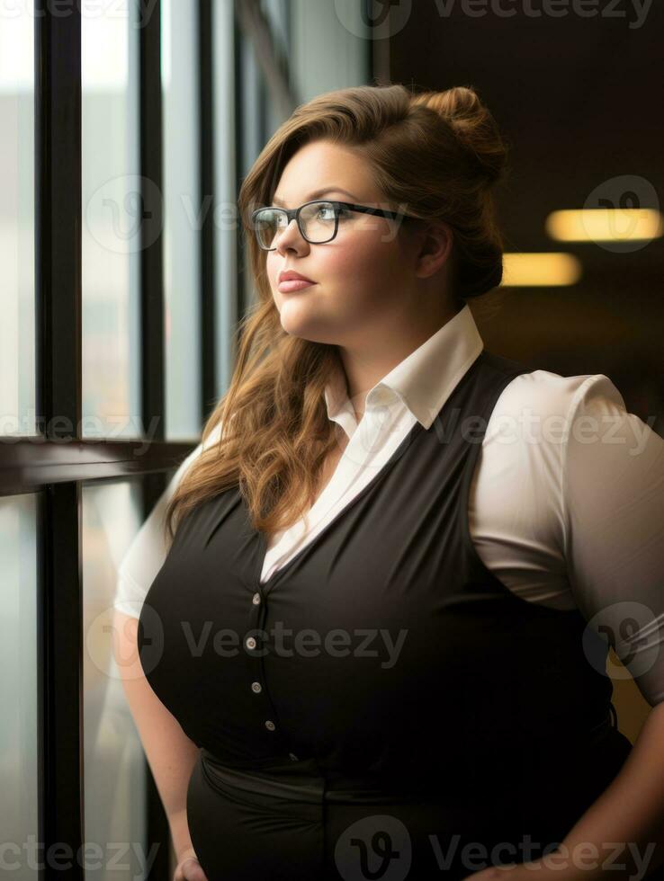 a woman wearing glasses generative ai photo