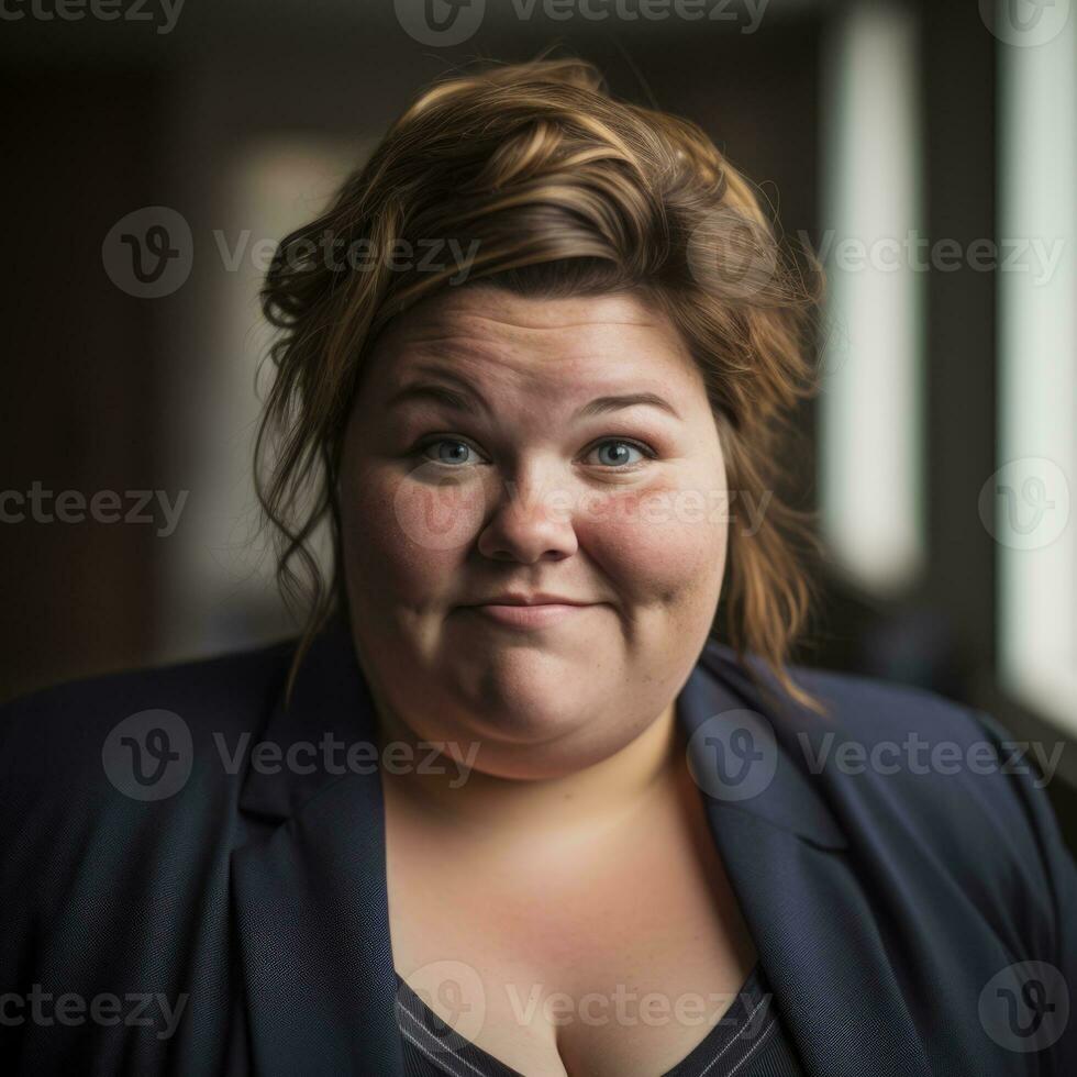 a woman with a big smile on her face generative ai photo