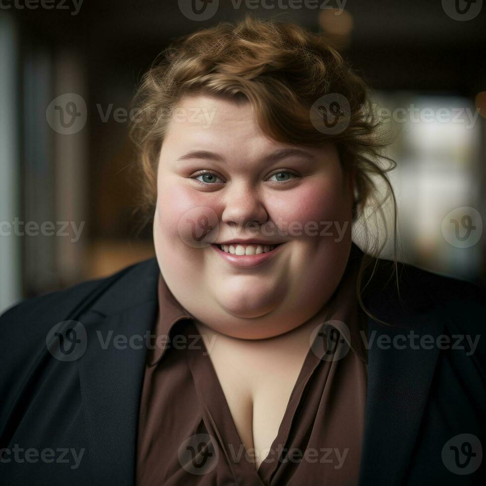 a woman with a big smile on her face generative ai photo