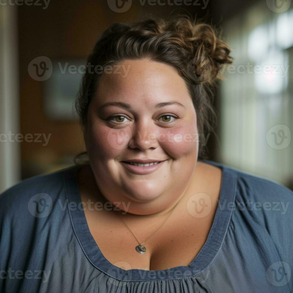 a woman with a big smile on her face generative ai photo
