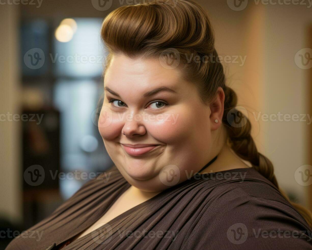 a woman with a big smile on her face generative ai photo