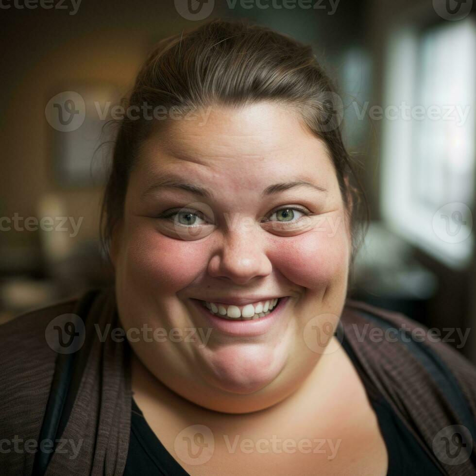 a woman with a smile on her face generative ai photo