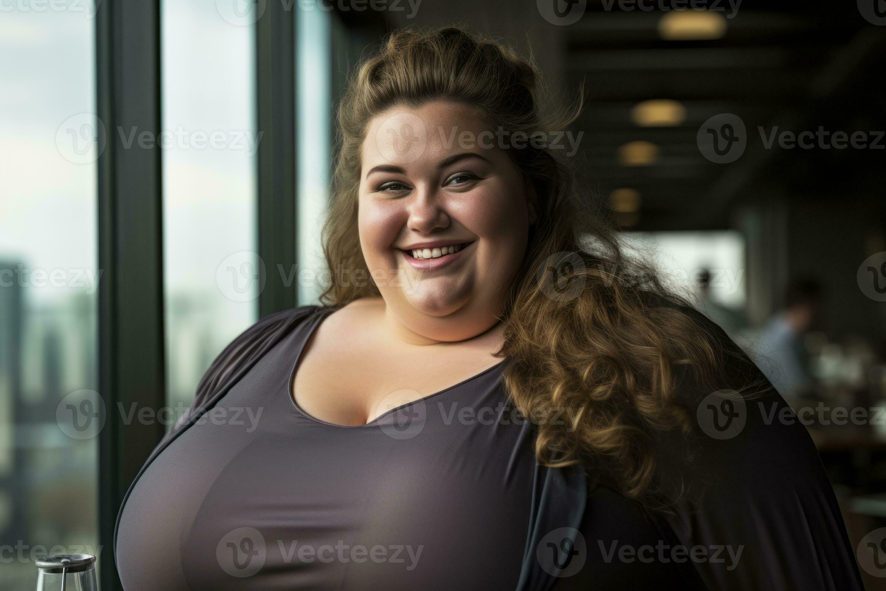 a woman with big breasts posing in front of a window generative ai