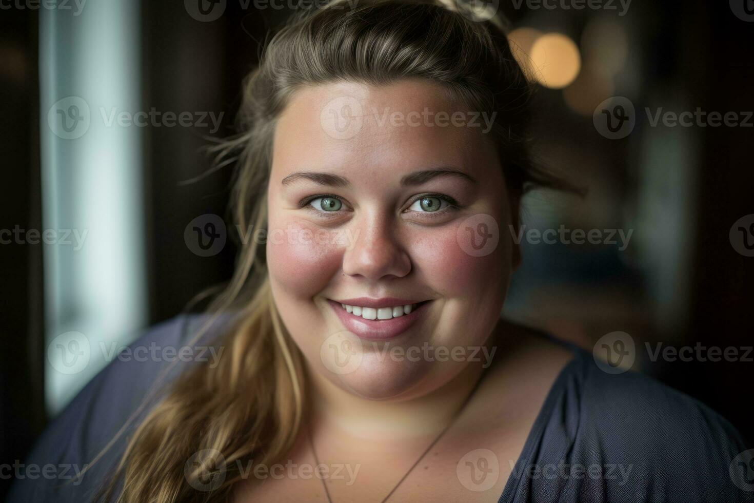 a woman with long brown hair is smiling for the camera generative ai photo