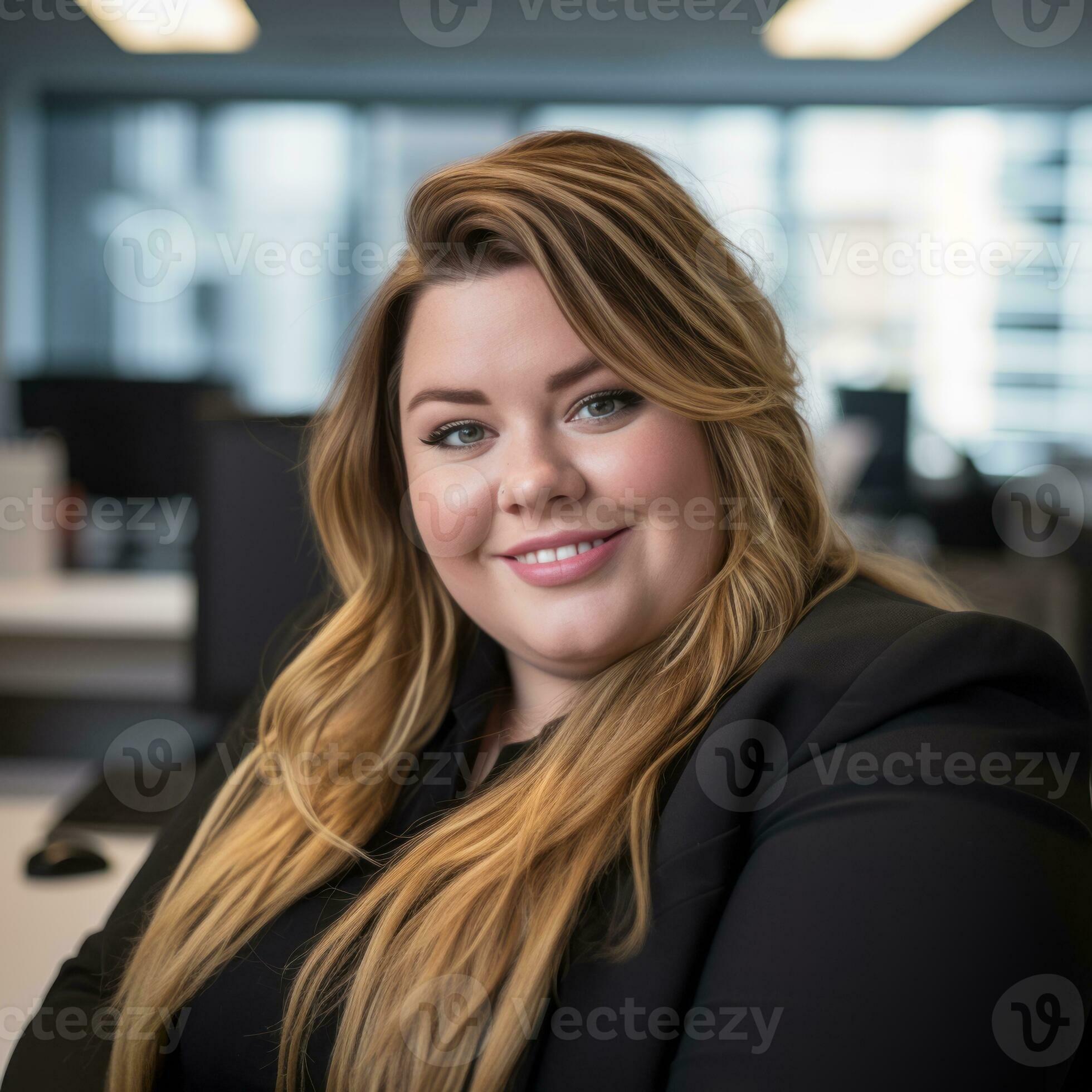 a woman with large breasts sitting in an office generative ai 32096553  Stock Photo at Vecteezy