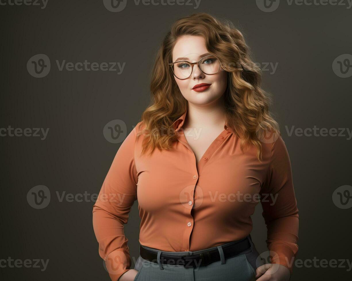 portrait of a business woman with glasses on dark background generative ai photo
