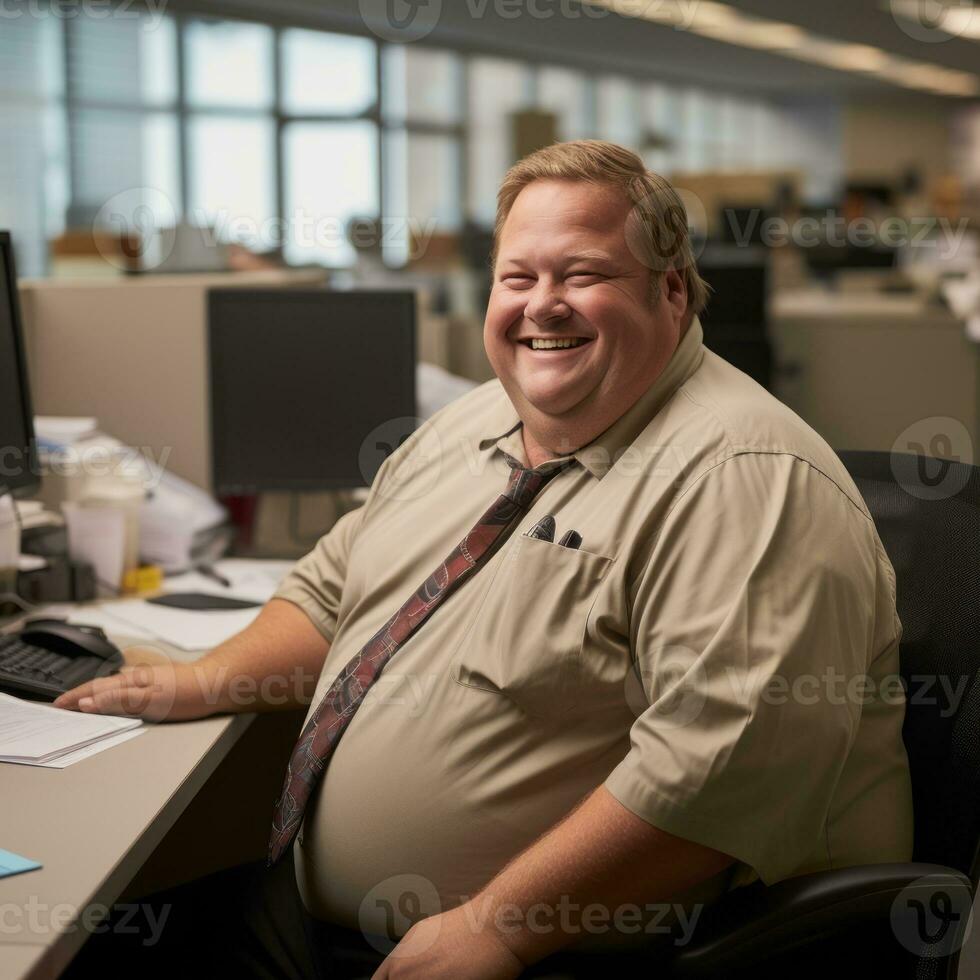 the man is sitting at a desk generative ai photo