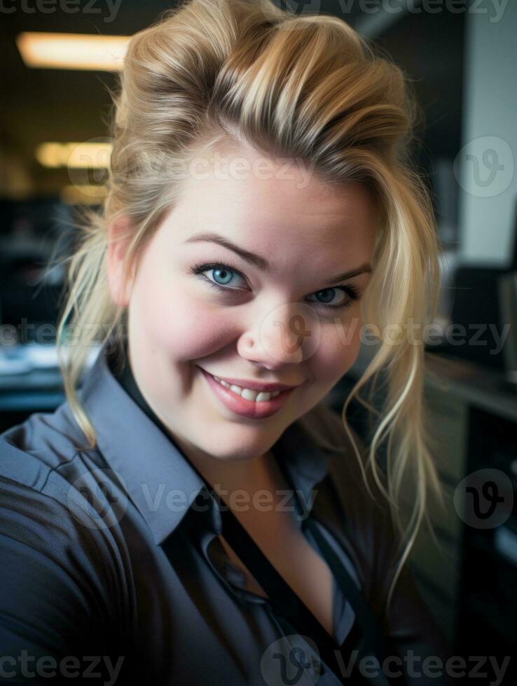 the woman is smiling generative ai photo