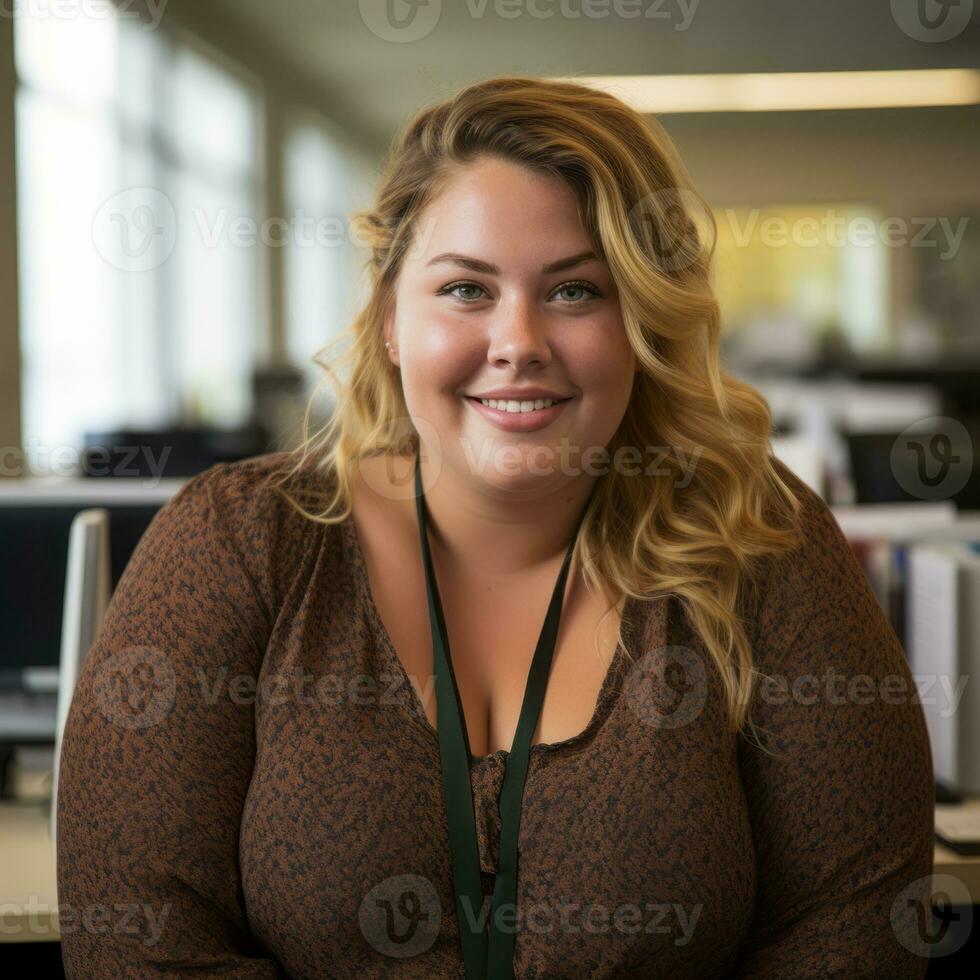 the woman is wearing a black lanyard generative ai photo