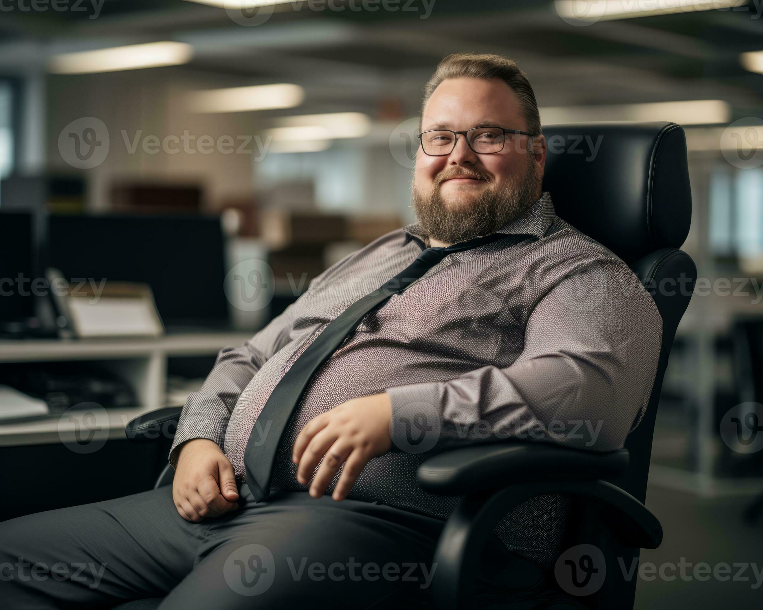a fat man sitting in an office chair generative ai 32097956 Stock Photo at Vecteezy