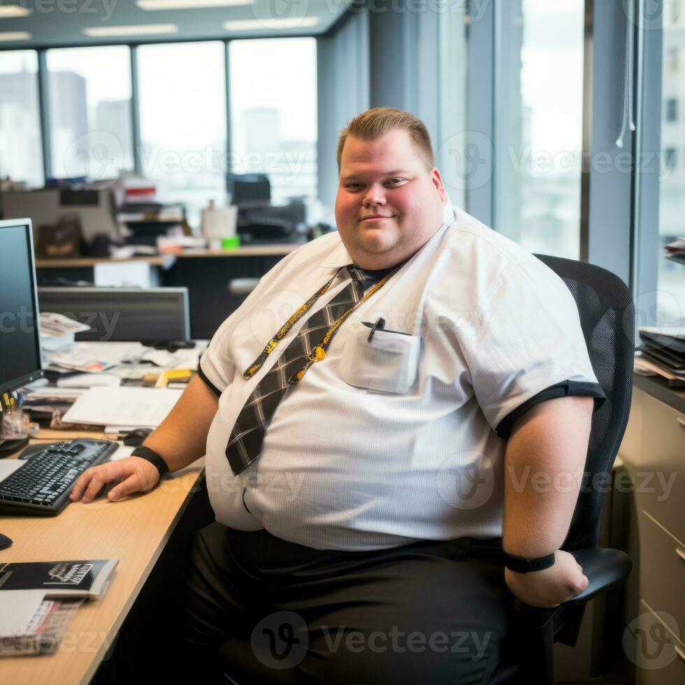 a man sitting at a desk generative ai photo
