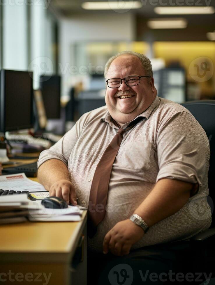 a man sitting at a desk generative ai photo