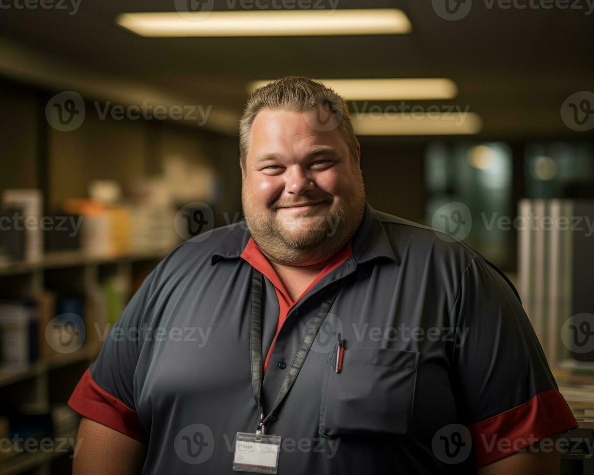 a man wearing a red shirt and a black tie smiles for the camera generative ai photo