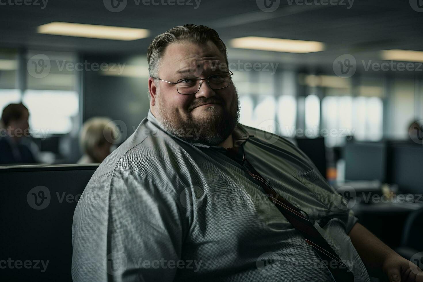 a man with a beard sitting at a desk in an office generative ai photo