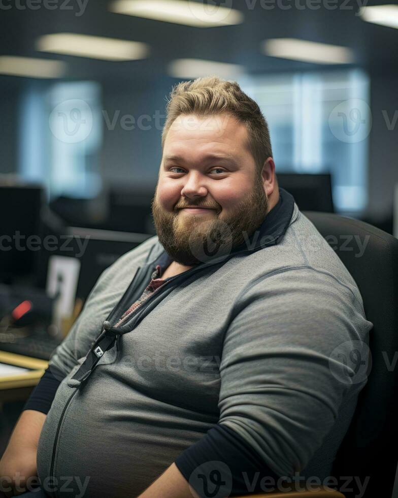 a man with a beard sitting in an office generative ai photo