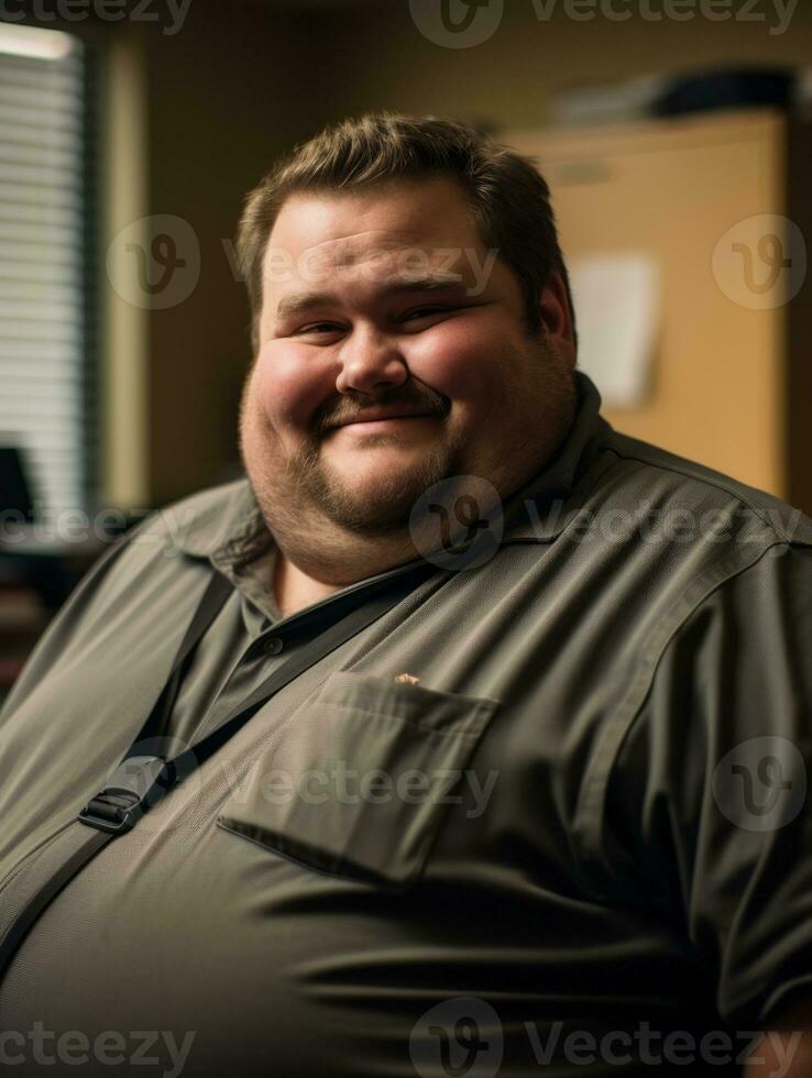 a man with a big belly smiles for the camera generative ai photo