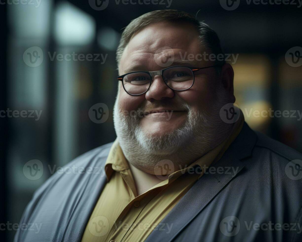 a man with glasses and a beard smiles for the camera generative ai photo