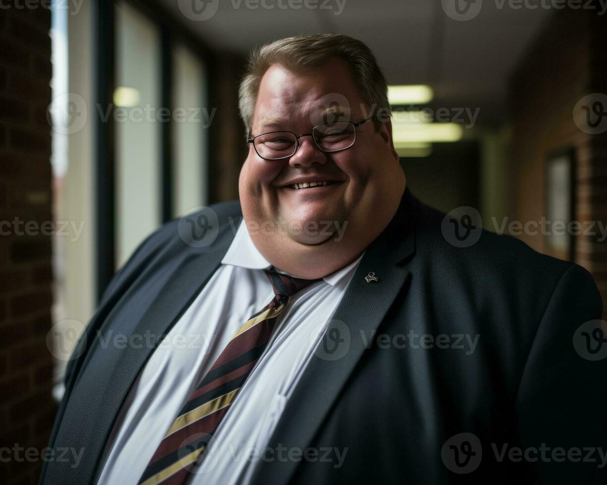 a smiling man in a suit and tie generative ai photo