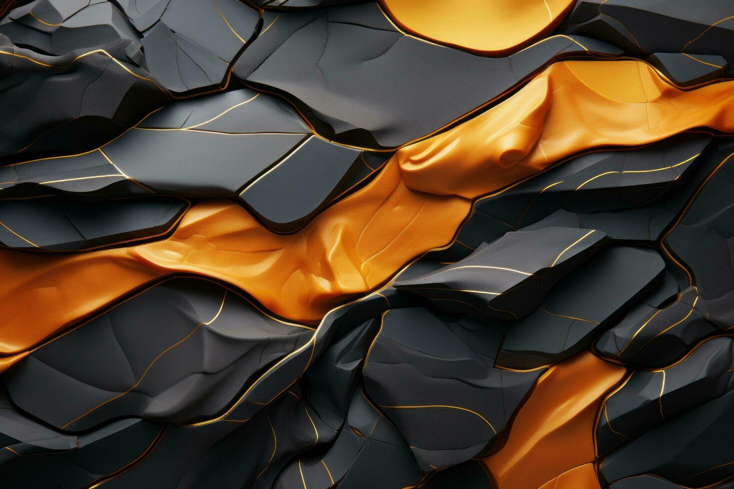 3d rendering of a black and orange rock wall generative ai photo