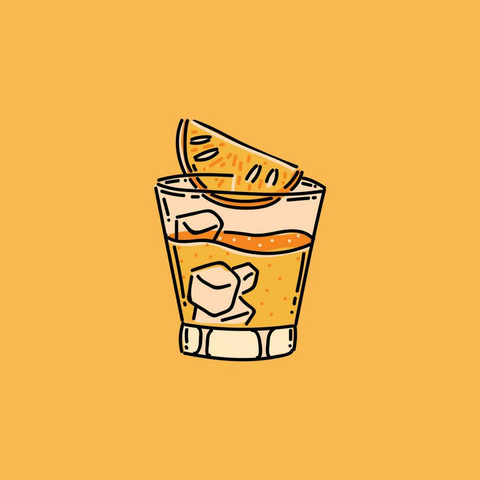 Orange Juice Illustration Vector Design in an orange background