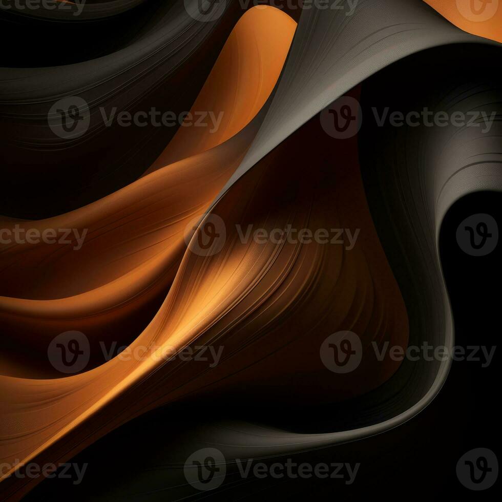 a black and orange abstract background with wavy lines generative ai photo