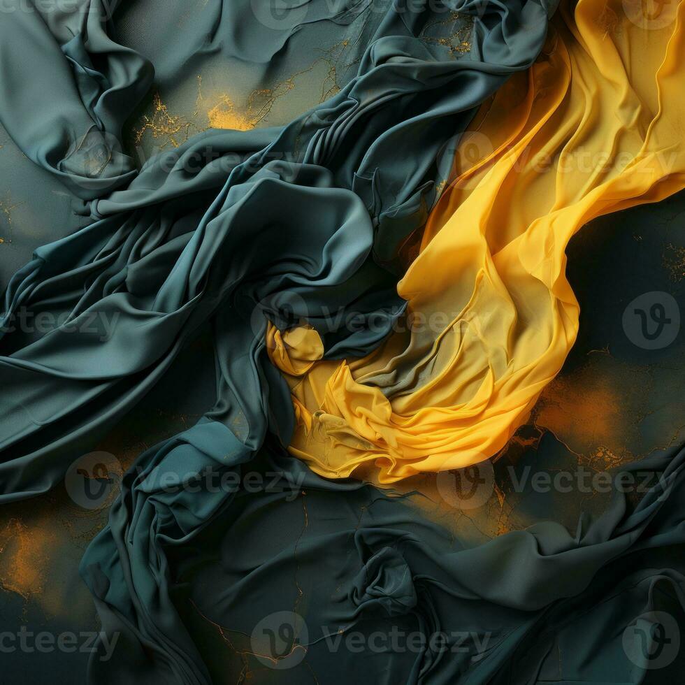 a black and yellow fabric is being blown up in the air generative ai photo