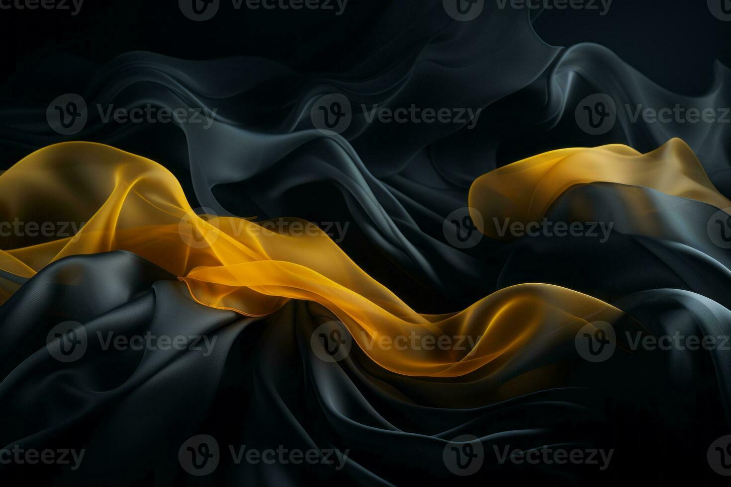 a black and yellow silk fabric with a black background generative ai photo