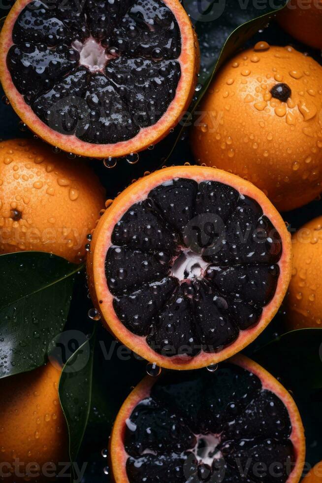 a bunch of oranges with water droplets on them generative ai photo