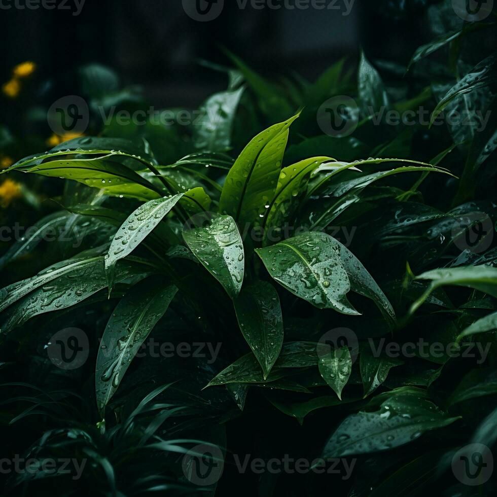 a close up of a plant with water droplets on it generative ai photo