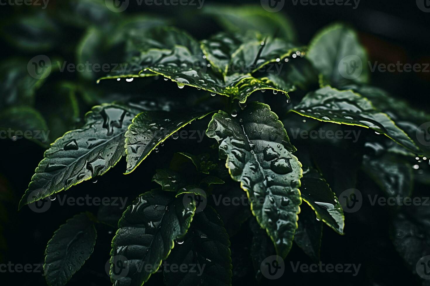 a close up of a plant with water droplets on it generative ai photo
