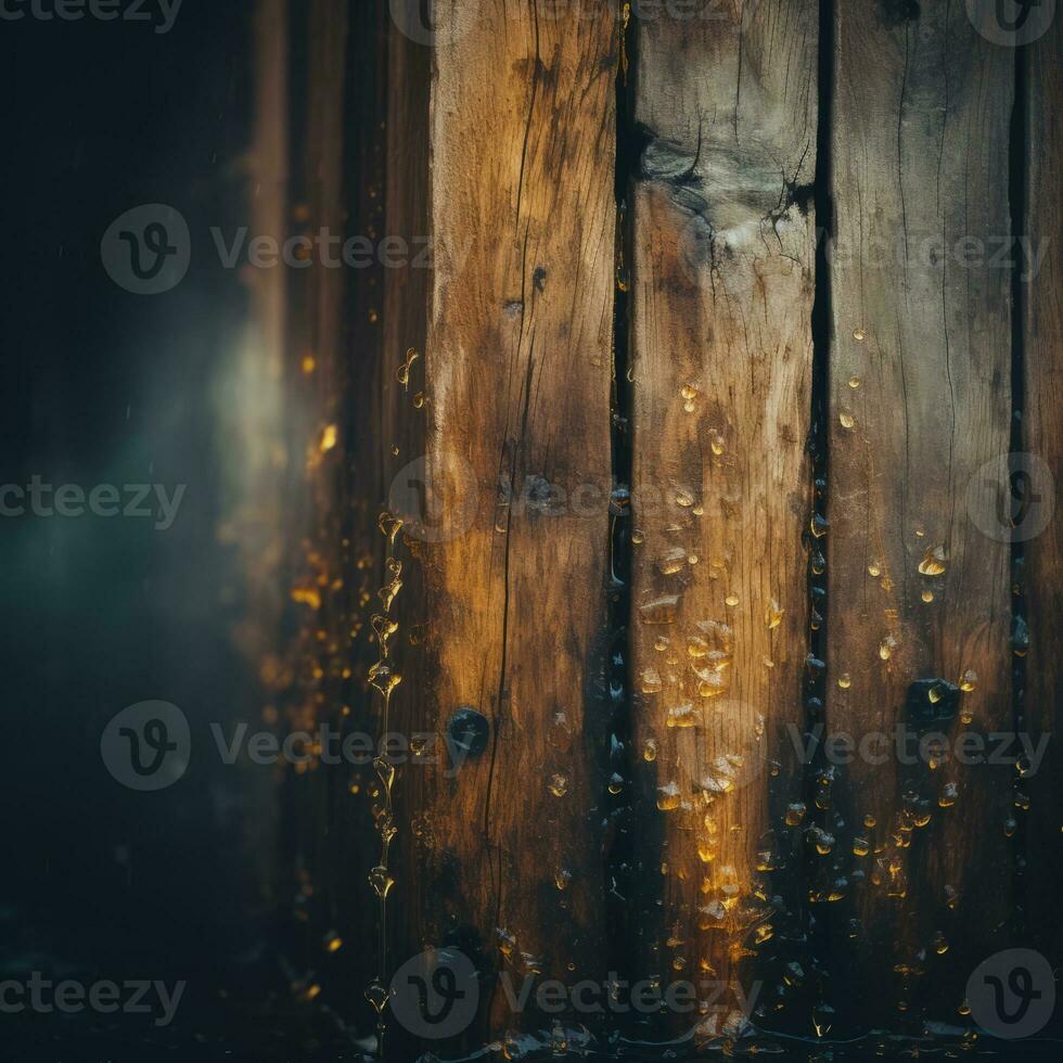 a close up of a wooden wall with water splashing on it generative ai photo