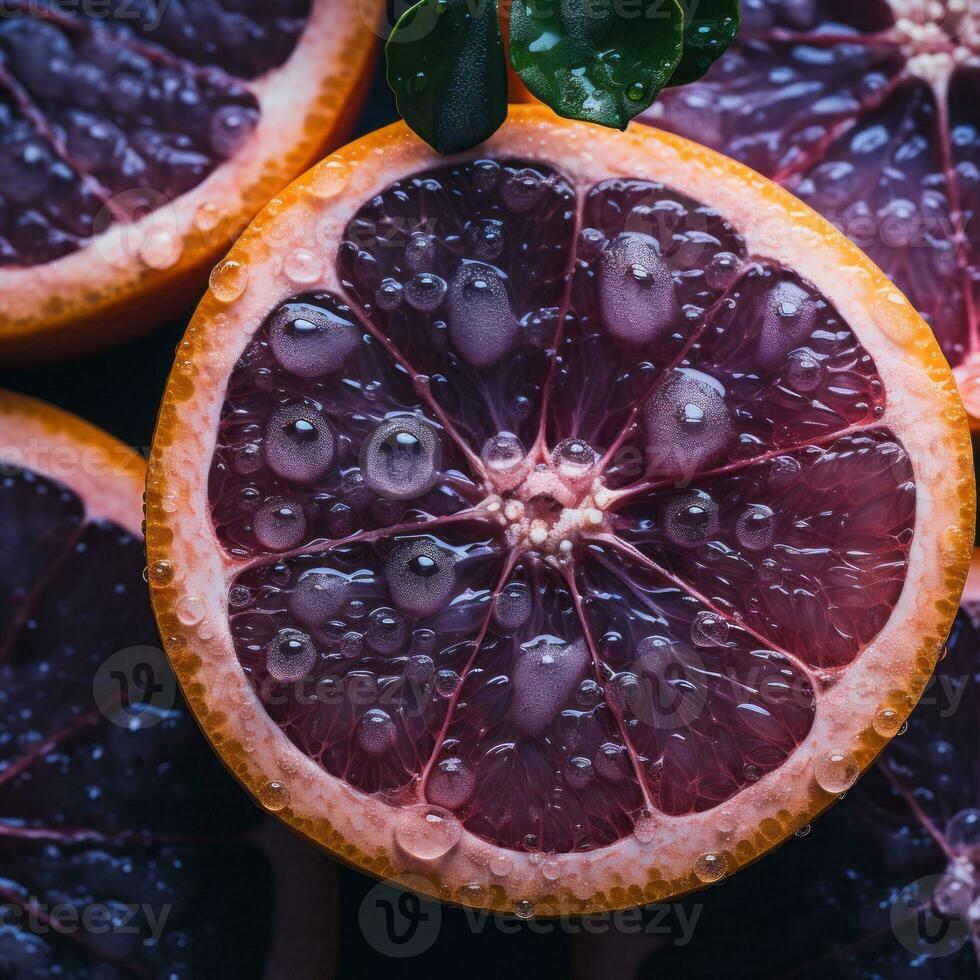 a close up of an orange with water droplets on it generative ai photo