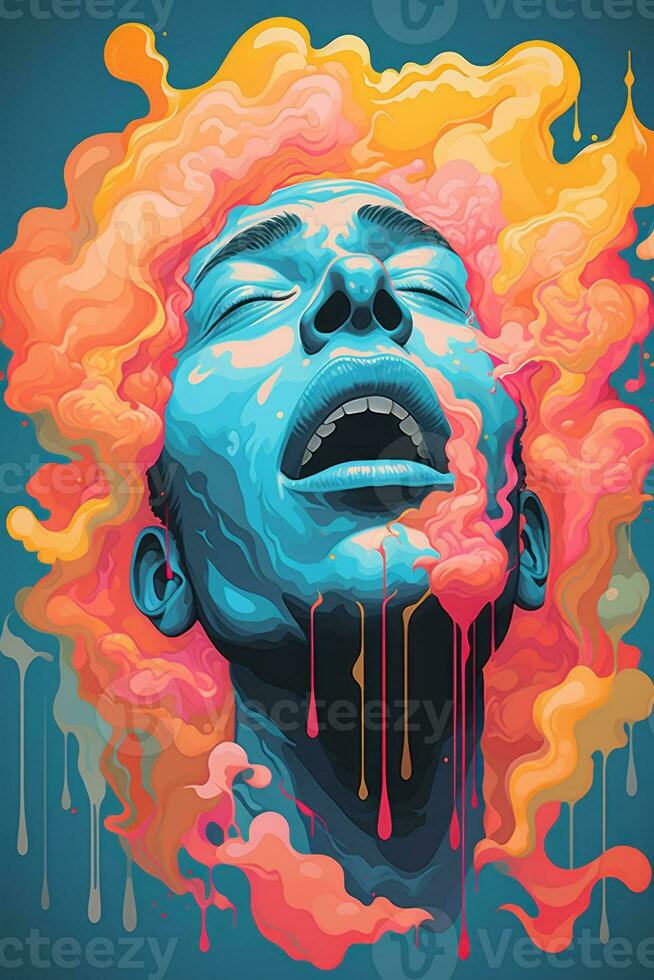 a colorful painting of a woman with her eyes closed generative ai photo