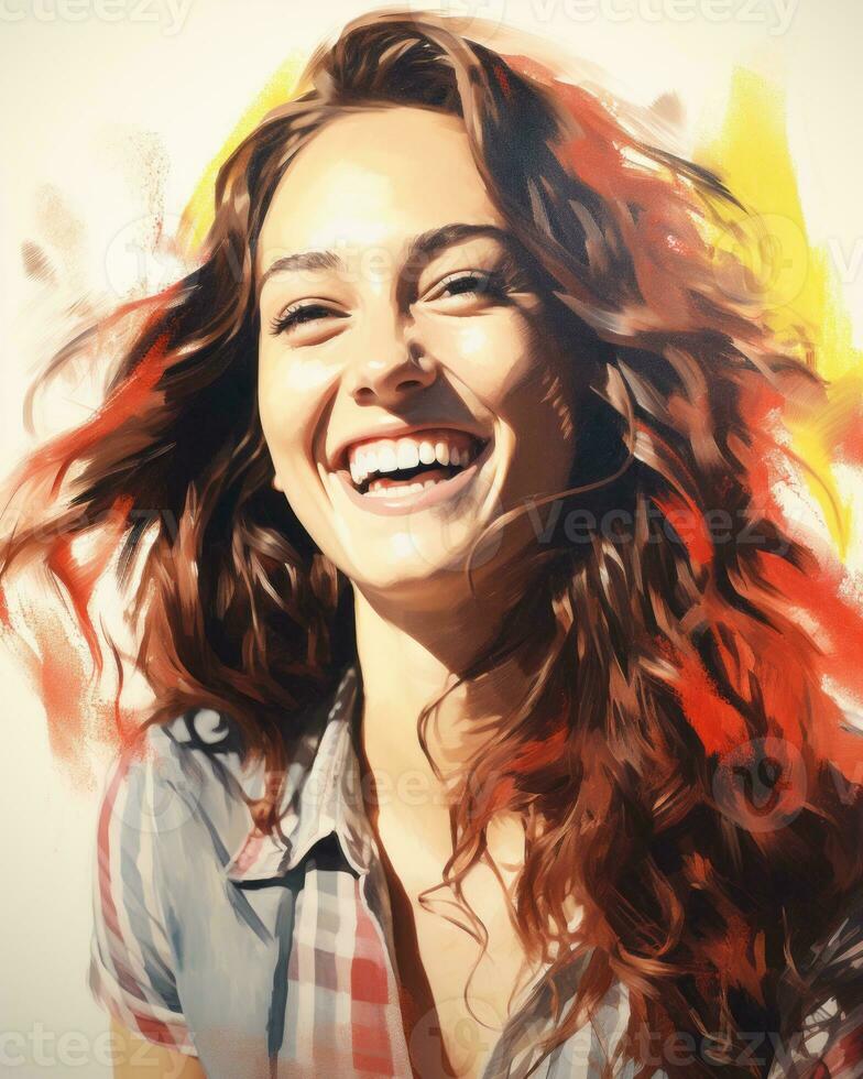 a digital painting of a smiling woman generative ai photo