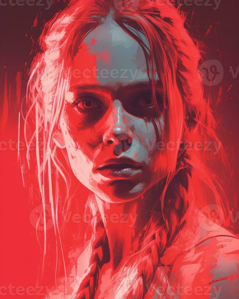 a digital painting of a woman with braids generative ai photo