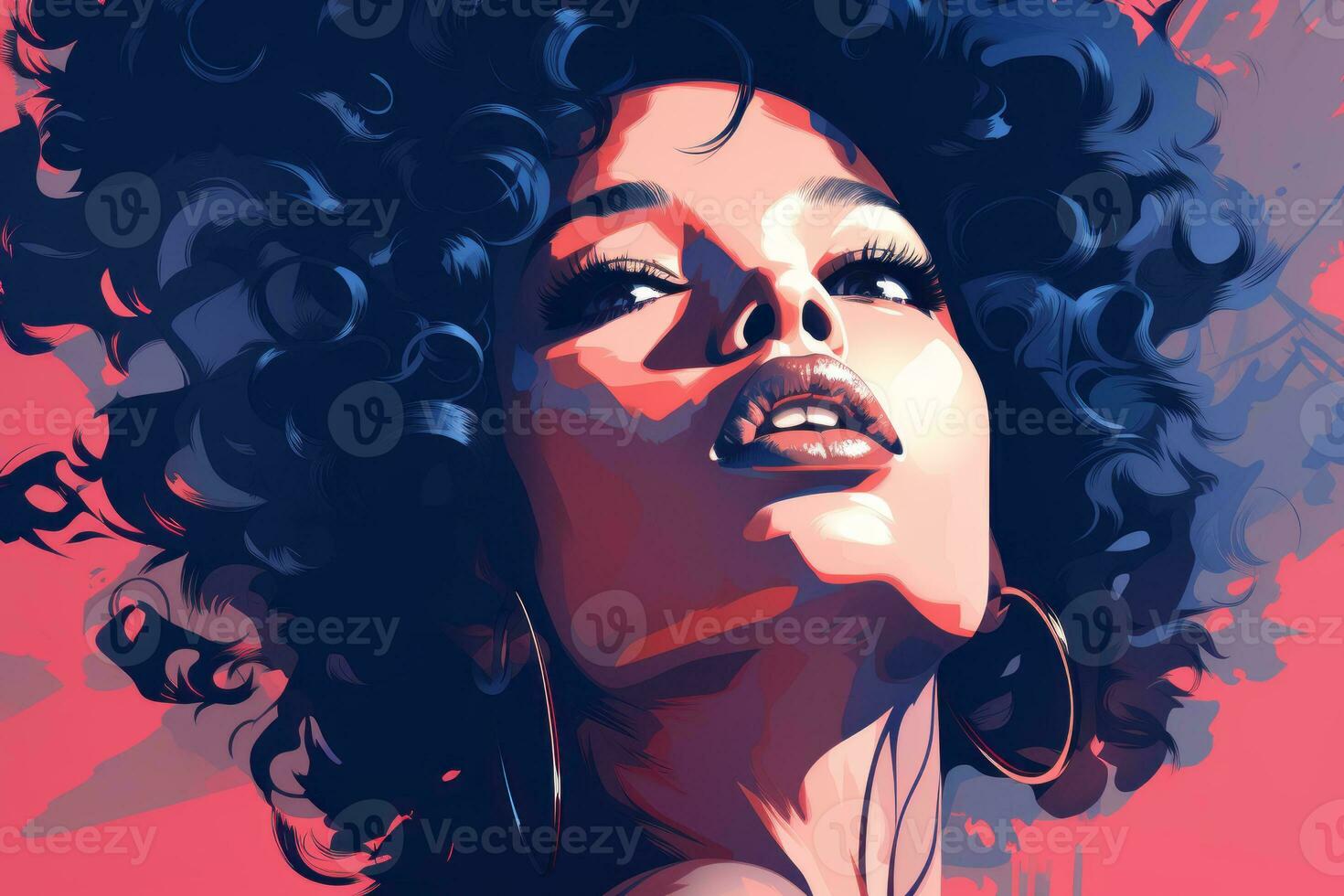 a digital painting of a woman with curly hair generative ai photo