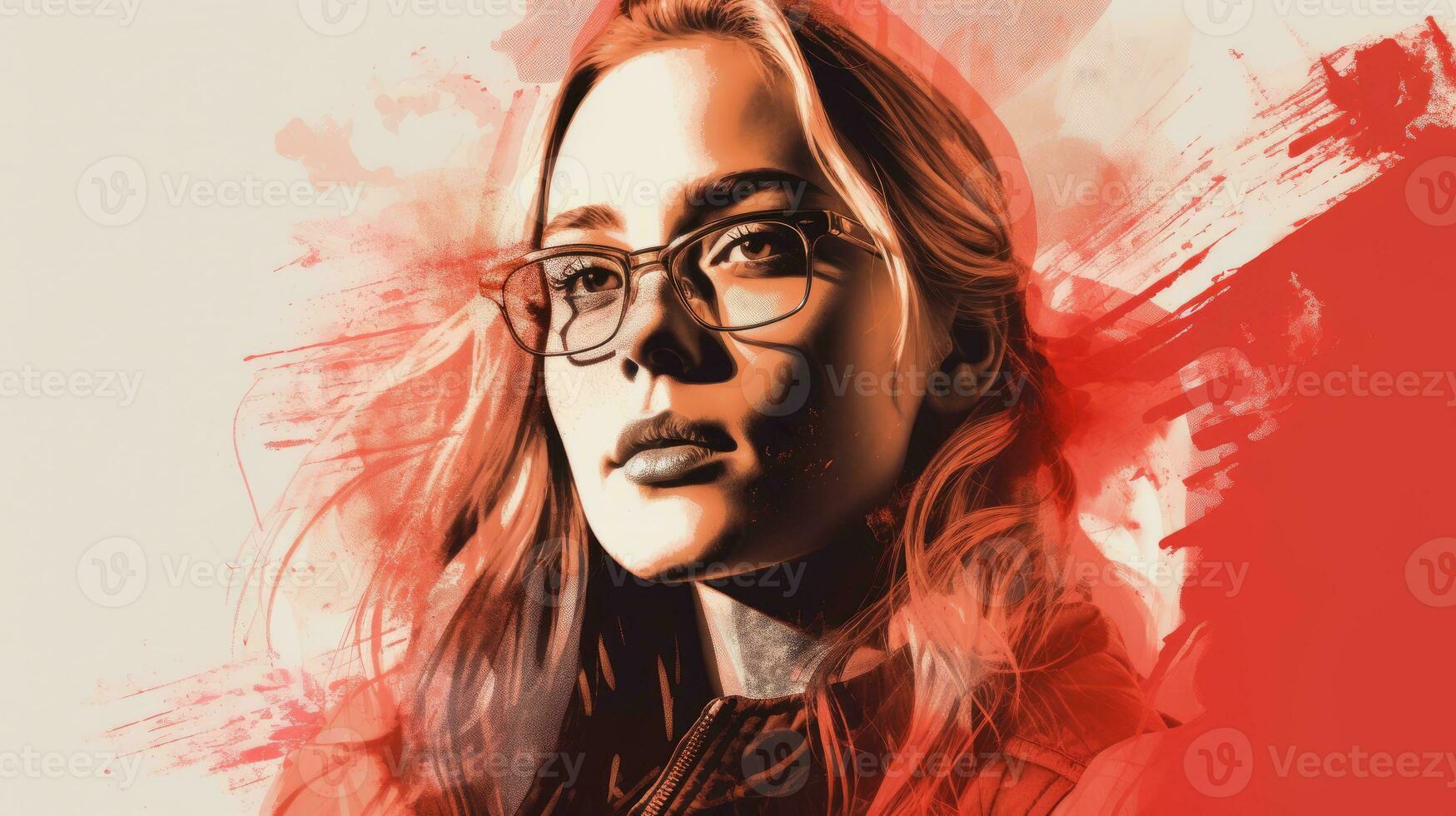 a digital painting of a woman with glasses generative ai photo