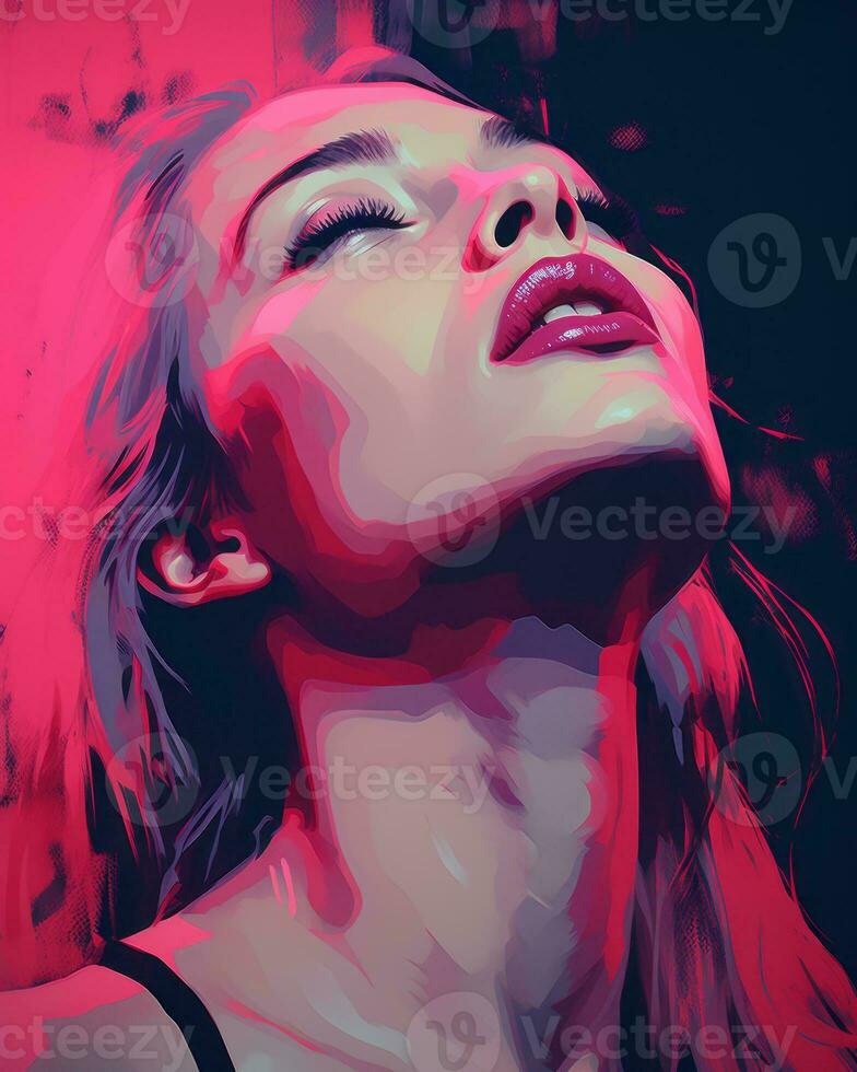 a digital painting of a woman with her eyes closed generative ai photo