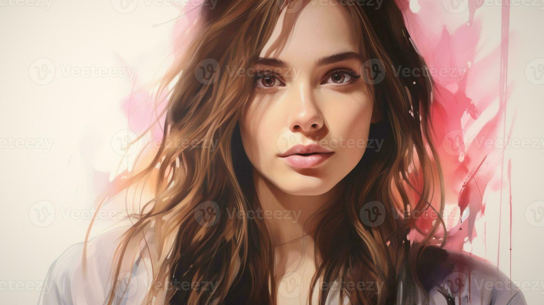 a digital painting of a woman with long hair generative ai photo