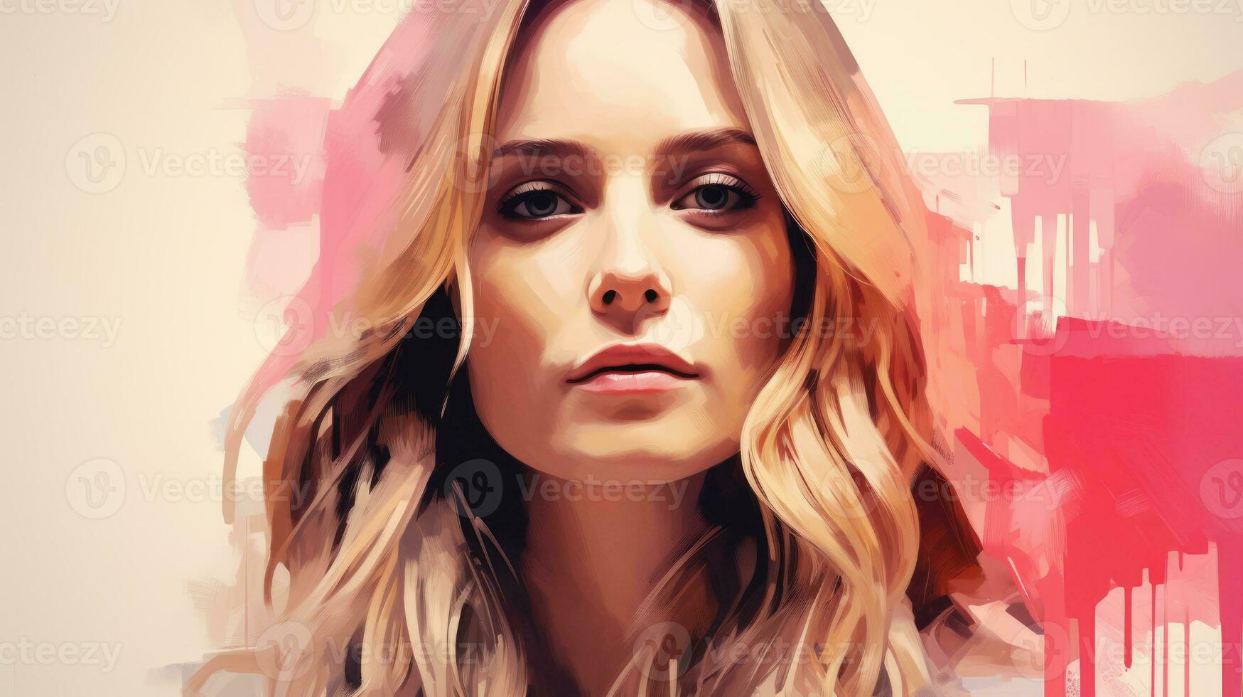 a digital painting of a woman with long hair generative ai photo