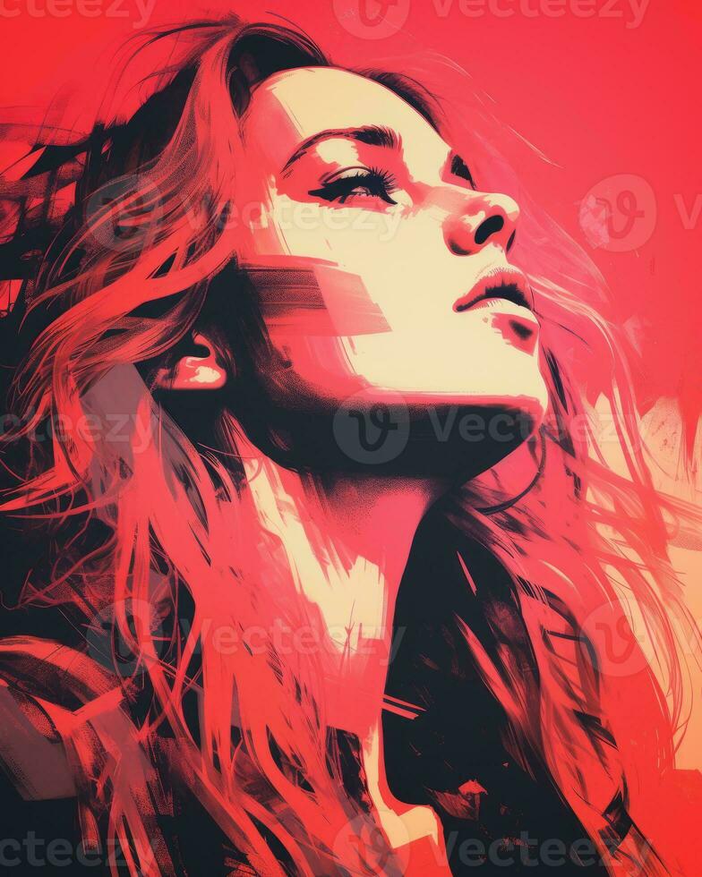 a digital painting of a woman with long hair generative ai photo