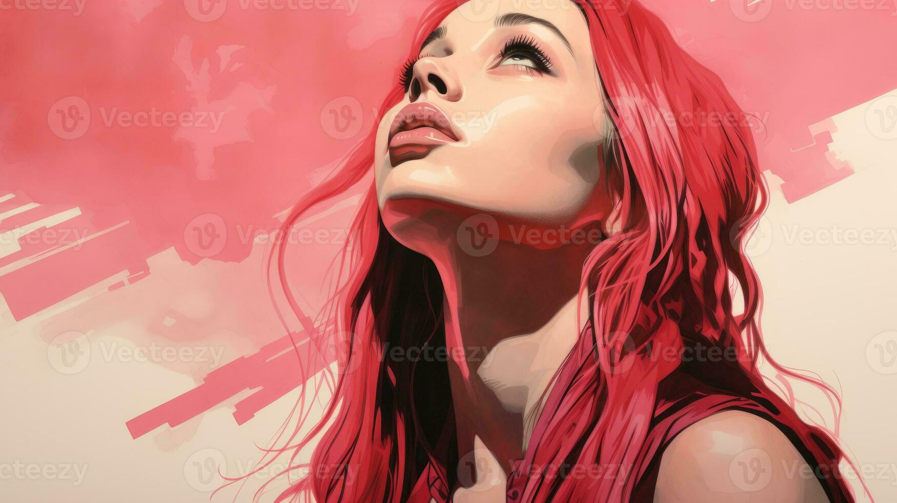 a digital painting of a woman with long red hair generative ai photo