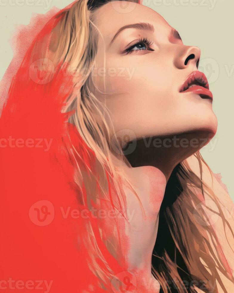 a digital painting of a woman with red hair generative ai photo