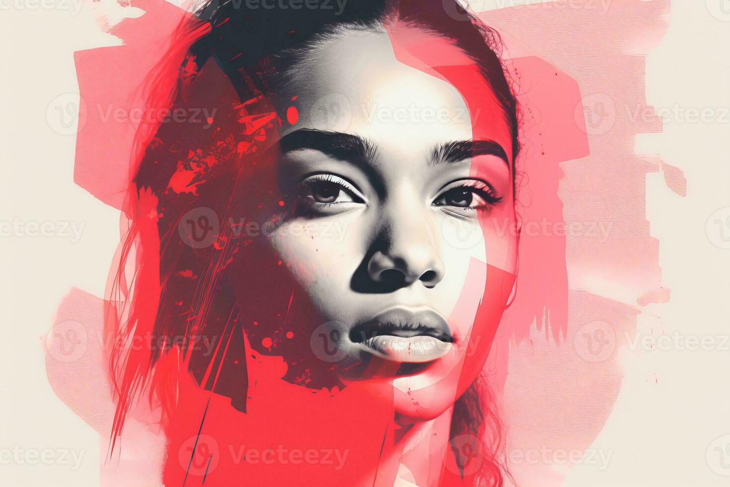 a digital painting of a womans face generative ai photo