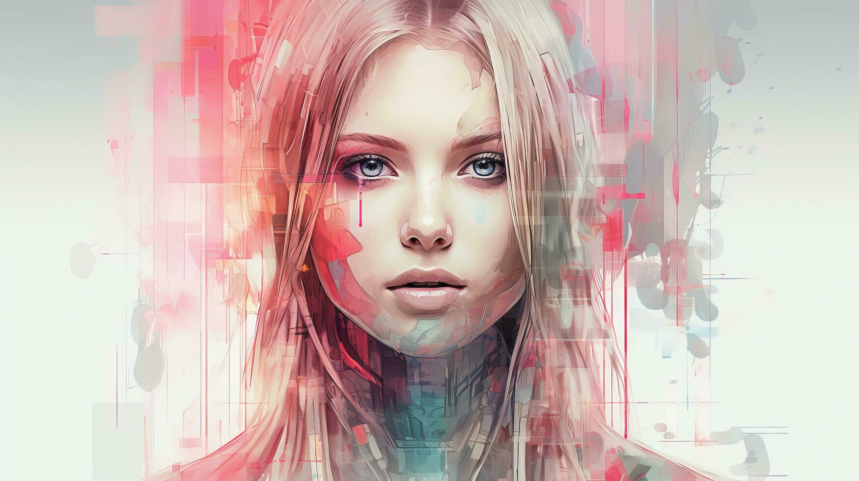 a digital painting of a womans face generative ai photo