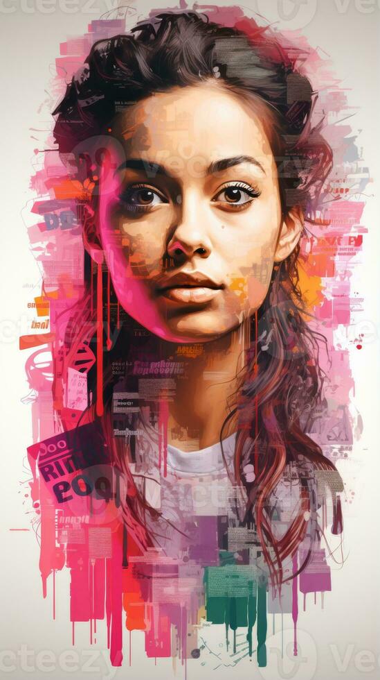 a digital painting of a womans face generative ai photo
