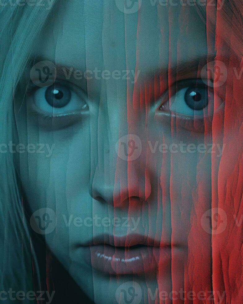 a girl with blue eyes and red hair generative ai photo