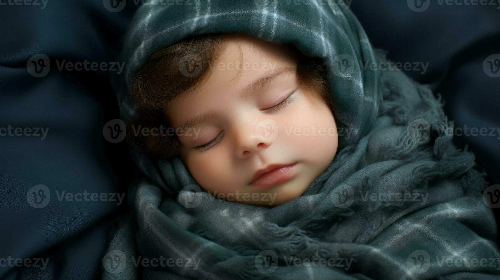 a little girl sleeping in a blanket with her eyes closed generative ai photo